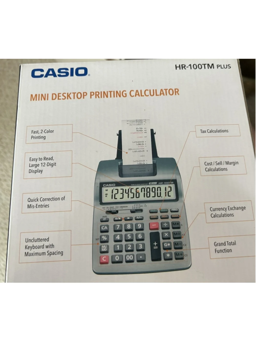 Casio Mini Desktop Printing Calculator 2-Color Printing Model HR-100TM